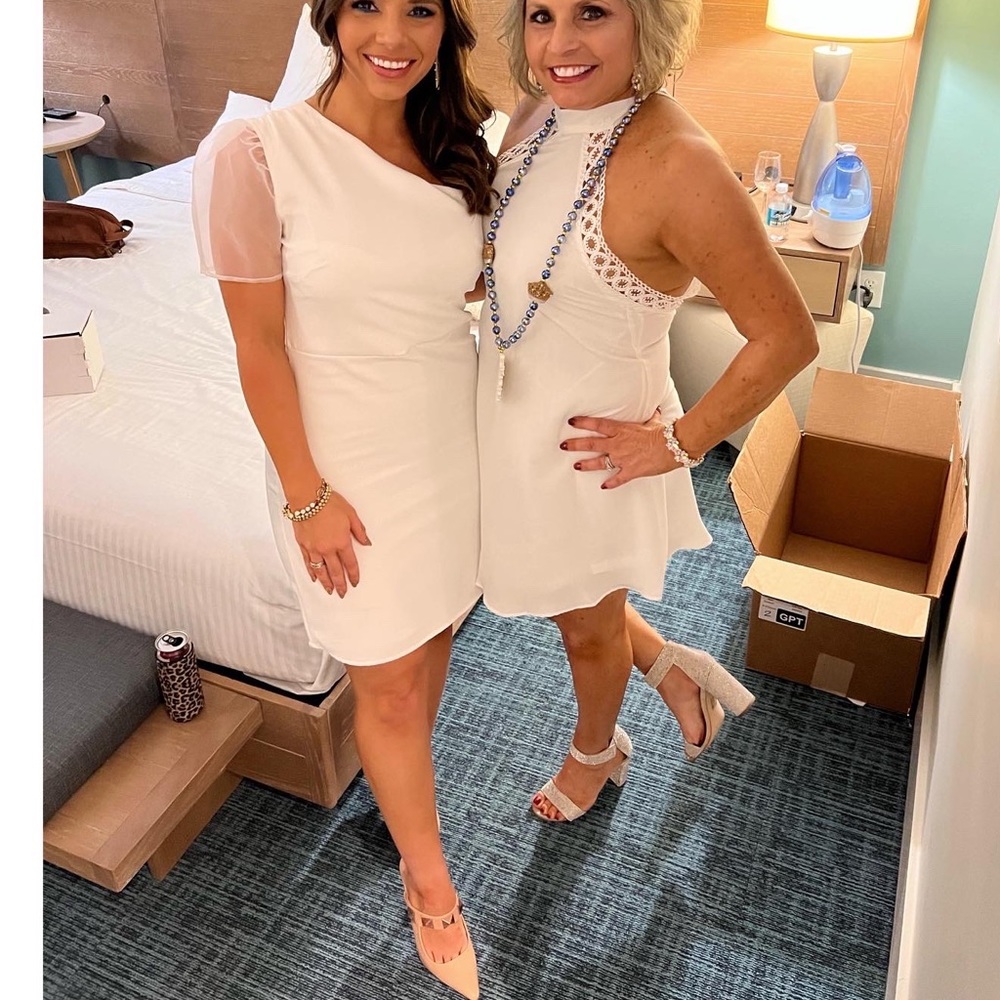 One shoulder white dress